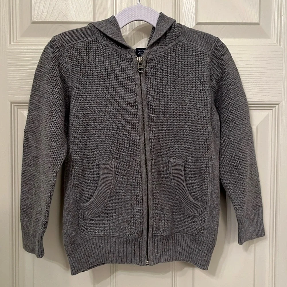Baby Gap Toddler Gray Hooded Zippered Sweater Sz 3 Years‎ Knit Pockets 3T FLAW